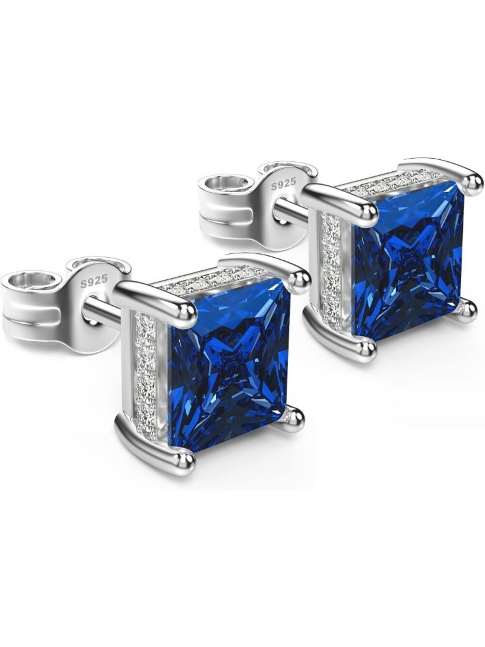 Elegant Princess Cut Cubic Zirconia Stud Earrings for Men - Sparkling Jewelry